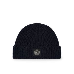 Stone Island Men Ribbed Knit Beanie With Compass Logo Patch
